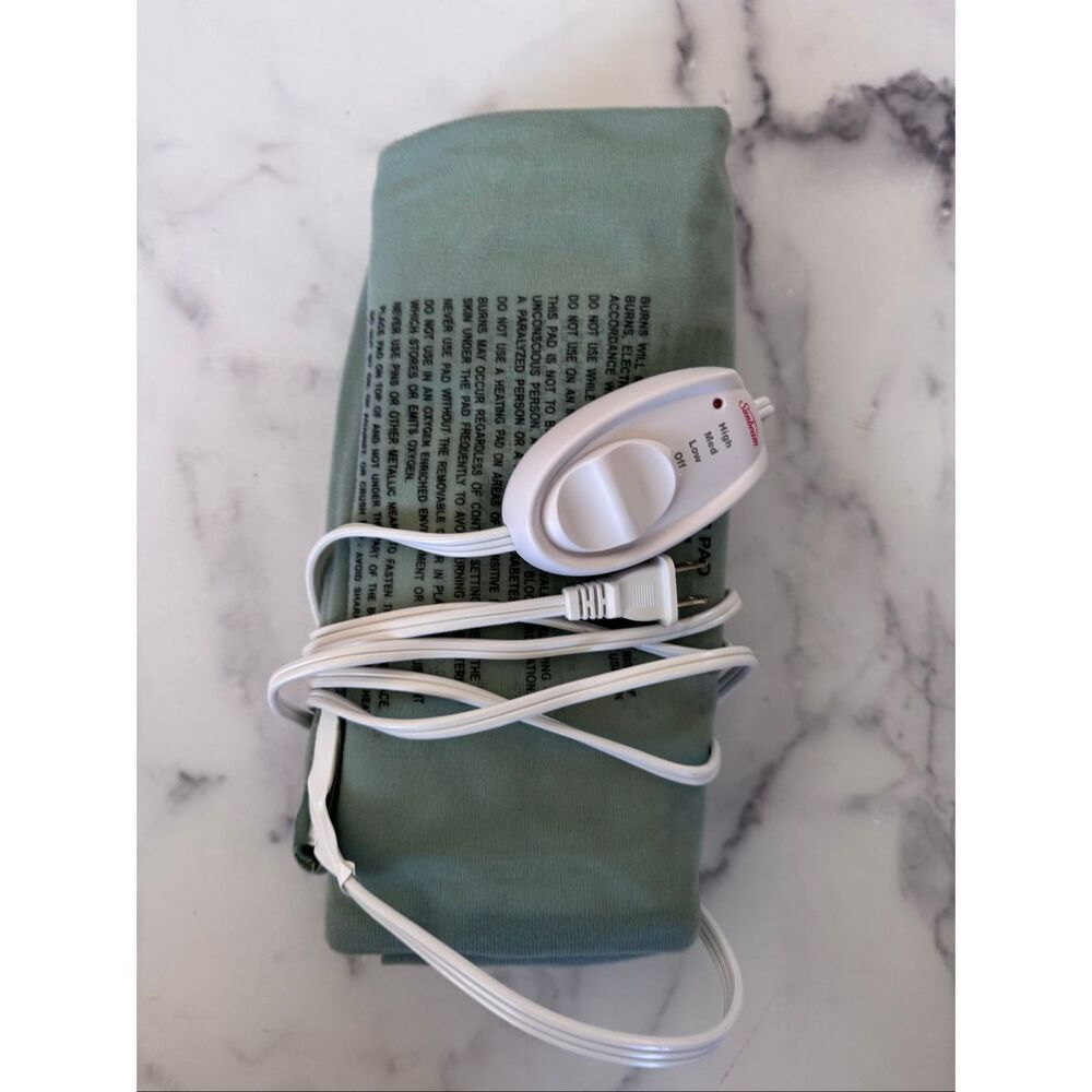 Sunbeam electric heating pad modern 3 heat settings excellent condition green fa